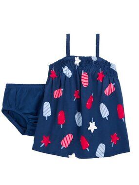 NEW 2Pc 0-3M Girls Popsicle Dress Set